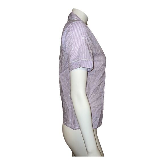 Charter Club Cotton Purple Embroidered Stripe Pajama Top Shirt XS NWT - Picture 5 of 9